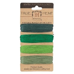 Cord, Hemptique&reg;, hemp, green shades, 1mm diameter, 20-pound test. Sold per pkg of (4) 30-foot sections.
