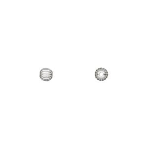 Bead 1pkg10 sterling silver, 4mm seamless corrugated round