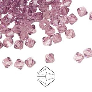 Bead 24pk light amethyst, Preciosa Czech crystal 5mm bicone