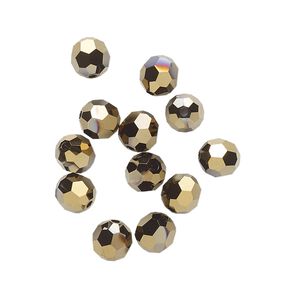 Bead 12pk crystal dorado 2X, Crystal Passions&reg; 6mm round 5000