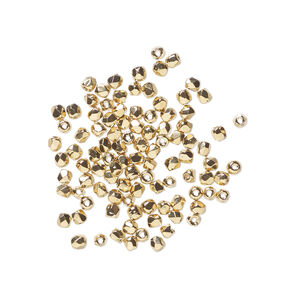Bead 1pkg100, fire-polished, 14Kt gold-plated glass, opaque clear, 2mm faceted round.
