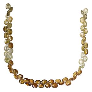 Grossularite garnet 1pkg1, hand-cut top-drilled faceted puffed teardrop bead natural 8 inch 5x4mm-6x6mm