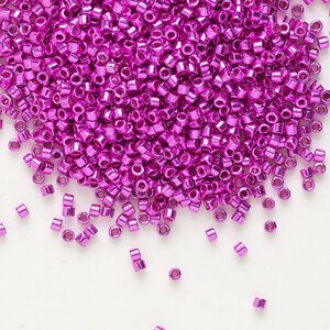 Seed bead, Delica&reg; 1pkg7.5g glass, #11 round, opaque galvanized fuchsia / outside dyed (DB-0422)