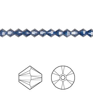 Bead 144pk dark sapphire, Crystal Passions&reg; Regenerated 4mm bicone 5328