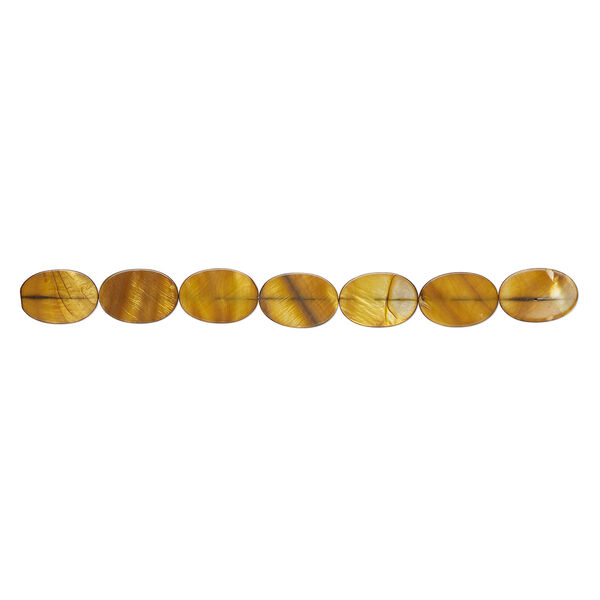 Mother-of-pearl shell 1pkg1, flat oval bead 15 inch copper and brown 30x20mm image number 1