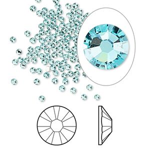Flat back 1440pk light turquoise foil back, Swarovski&reg; 1.7-1.9mm rose round SS5 2058