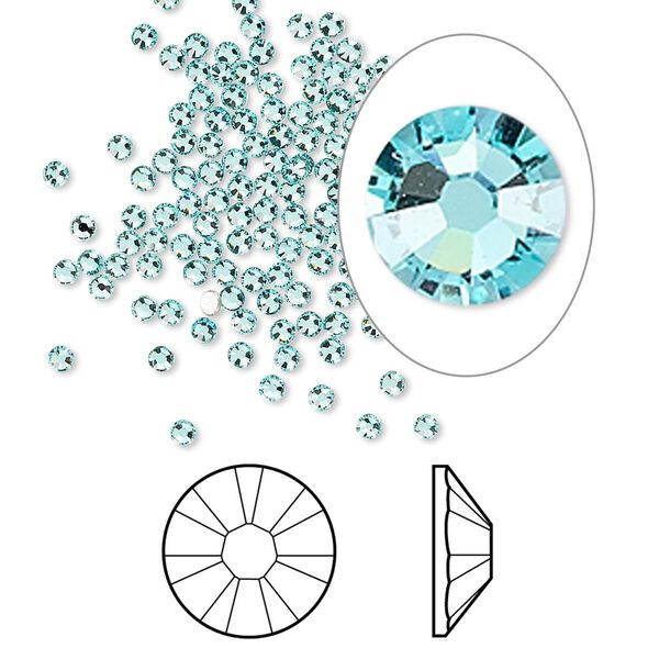 Flat back 1440pk light turquoise foil back, Swarovski&reg; 1.7-1.9mm rose round SS5 2058 image number 0