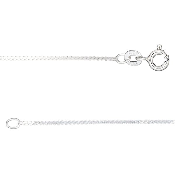 Chain 1pkg1 sterling silver serpentine, 1mm / mixed clasp, Gossamer&trade; 20 inch image number 0