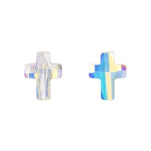 Bead 2pk crystal AB, Celestial Crystal&reg; 14x11mm cross