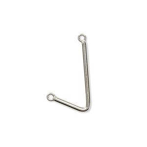 Drop, sterling silver, 20x13mm angle with 2 loops. Sold individually.