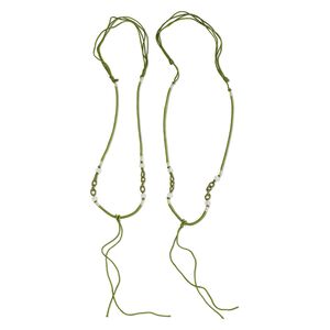 Imitation silk / jadeite 1pkg2, macram&eacute; necklace cord adjustable 20 inch / 5.5 inch dangle 2-3.5mm