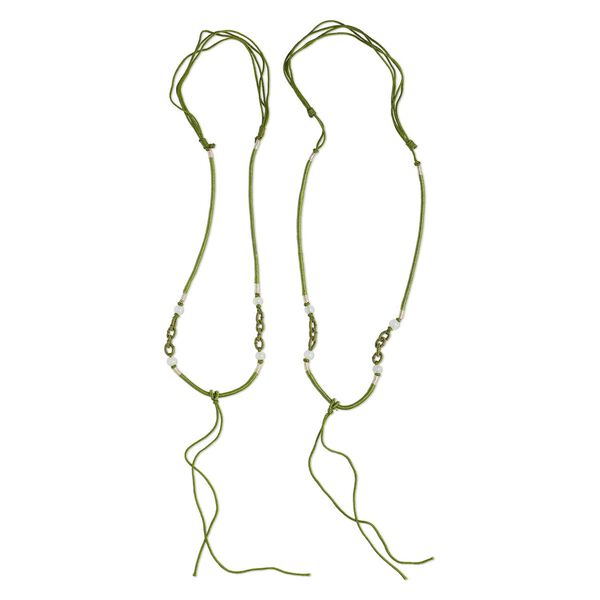 Imitation silk / jadeite 1pkg2, macram&eacute; necklace cord adjustable 20 inch / 5.5 inch dangle 2-3.5mm image number 0