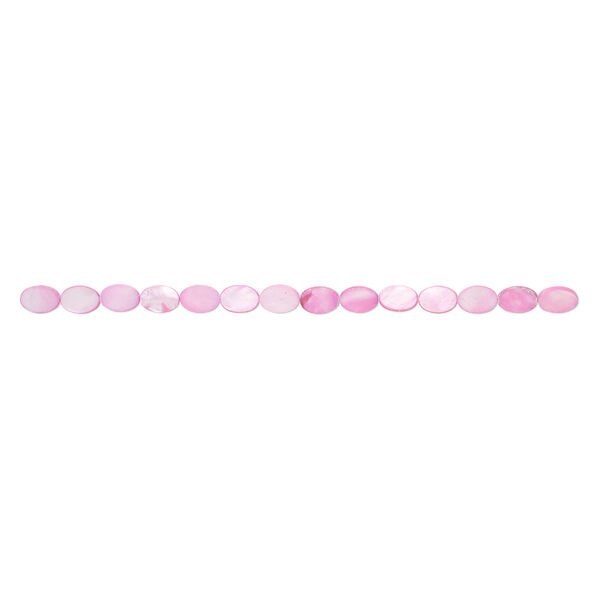 Mother-of-pearl shell 1pkg1, flat oval bead 15 inch pink rose 17x12mm-18x14mm image number 1