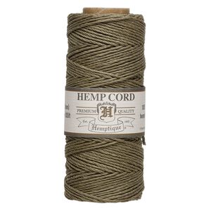 Cord, Hemptique&reg;, polished hemp, sage, 1mm, 20-pound test. Sold per 205-foot spool.