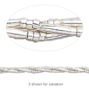 Bead mix 1pkg1 sterling silver, 6x1mm tube / 1mm round, 8 inch Hill Tribes