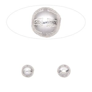 Bead 1pkg2 sterling silver, 6mm round / square / laser-cut
