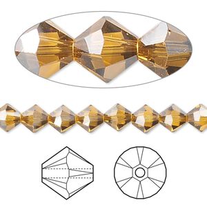 Bead 24pk topaz satin, Crystal Passions&reg; 6mm bicone 5328