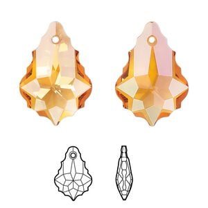 Drop 1pk crystal summer blush, Crystal Passions&reg; 22x15mm pendant baroque 6090