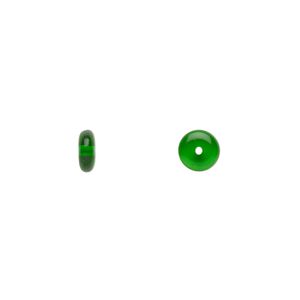 Bead, Czech pressed glass, emerald green, 6x2.5mm rondelle. Sold per 15-1/2" to 16" strand, approximately 160 beads.