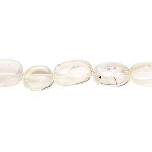 Citrine / quartz crystal 1pkg1, hand-cut puffed oval bead 8 inch 9x7mm-13x9mm
