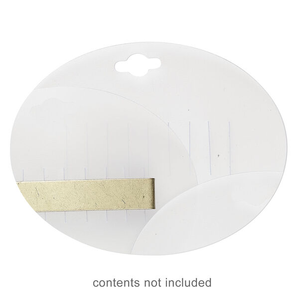 Barrette / brooch card, plastic, frosted clear, 3-1/2 x 2-5/8 inch oval. Sold per pkg of 100. image number 1