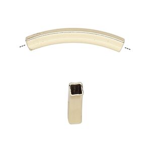 Bead 1pkg4 gold-finished, 30x4mm curved square tube, brass