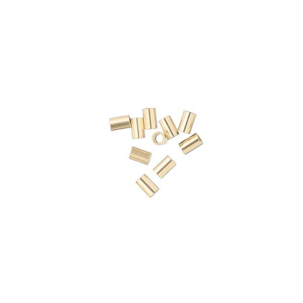 Crimp 1pkg10 12Kt gold-filled, 3x2mm smooth round tube / 1.3mm inside diameter image number 0