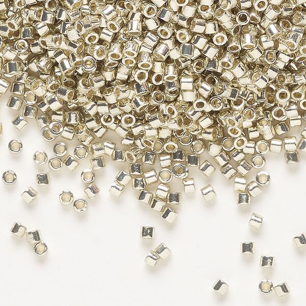 Seed bead, Delica&reg; 1pkg7.5g glass, #10 round, Duracoat&reg; opaque galvanized silver / outside dyed (DBM-1831) image number 0