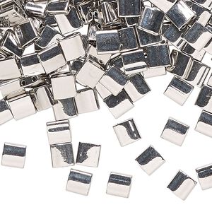 Seed bead, TILA&reg;, glass, pkg/40g, 5mm full tila square, opaque palladium finish, (TL-194).
