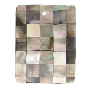 Focal, black lip shell (assembled) 1pkg1, 39x30mm flat single-sided rectangle.