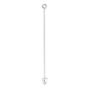Stick pin 1pkg100 silver-plated, 2.5 inch / 1 loop / open-ended clutch, 18 gauge brass