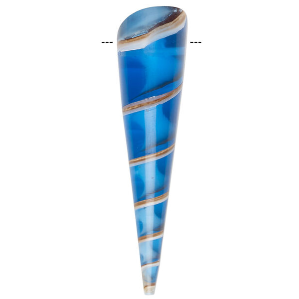 Focal, screw turritella shell (assembled), blue, 45x12mm top-drilled cone, Mohs hardness 3-1/2. Sold individually. image number 1