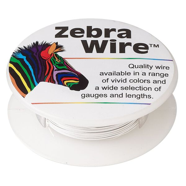Wire, Zebra Wire&trade;, color-coated copper, white, round, 26 gauge. Sold per 30-yard spool. image number 0