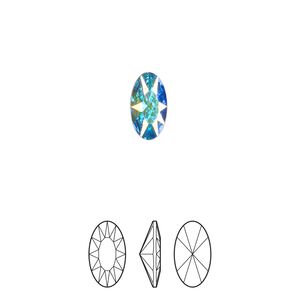 Fancy stone 24pk crystal AB foil back, Crystal Passions&reg; 10x5.5mm elongated oval 4162