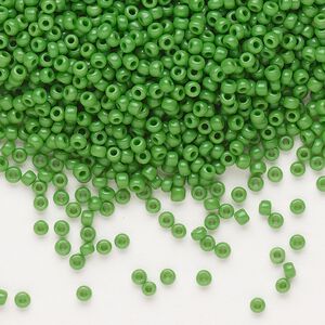Seed bead, Dyna-Mites&trade;, glass, pkg/1/2kg, #11 round, opaque green, (747 11/0 RR).