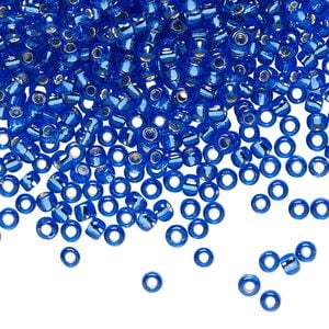 Seed bead, TOHO BEADS&reg;, glass, pkg/50g, #8 round, transparent silver-lined sapphire (TR-08-35).