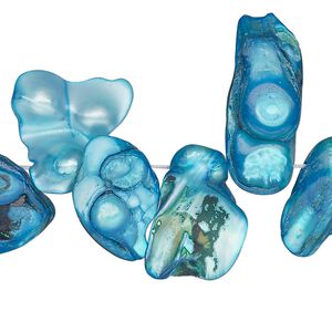 Pearl 1pkg1 freshwater, 9x7mm-28x12mm top-drilled double baroque, 15 inch cultured electric blue