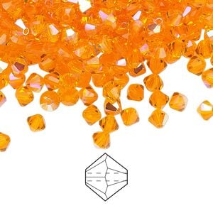 Bead 48pk sun AB, Preciosa Czech crystal 4mm bicone