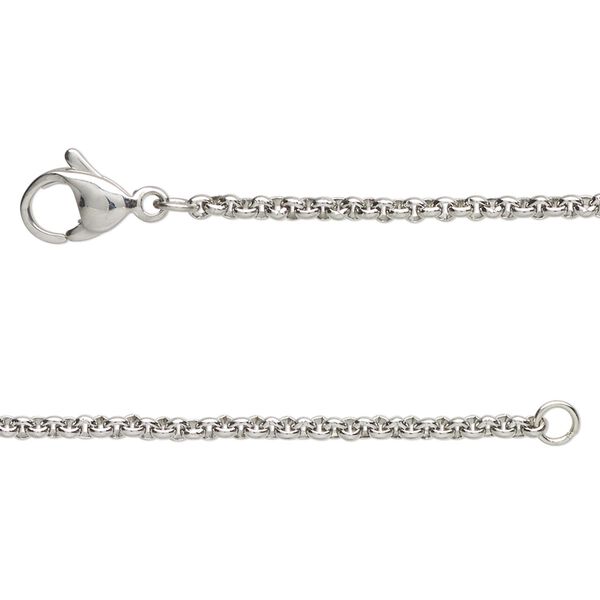 Chain 1pkg1 rolo, 2mm / lobster claw clasp, stainless steel 24 inch image number 0