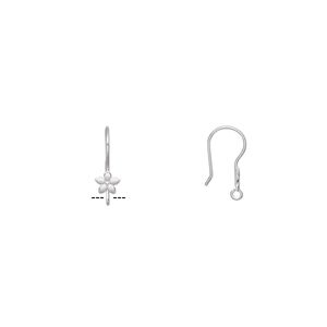 Ear wire fishhook 1pkg10 silver-plated, 21mm / flower / open loop, 21 gauge stainless steel 5 pair