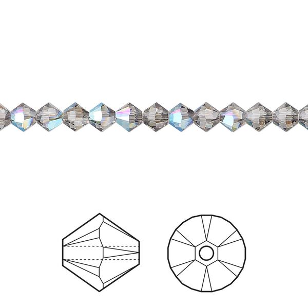 Bead 144pk black diamond shimmer, Crystal Passions&reg; 4mm bicone 5328 image number 0
