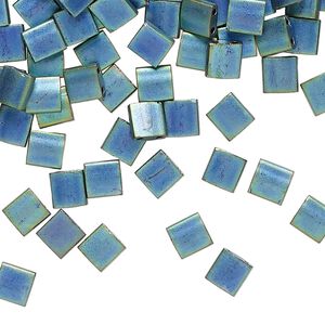 Seed bead, TILA&reg;, glass, pkg/40g, 5mm full tila square, opaque matte metallic iris blue, (TL-2064).