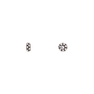 Bead 1pkg10 sterling silver, 4x2mm beaded rondelle, antiqued Rajasthani