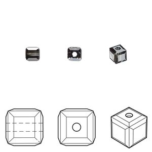 Bead 48pk crystal silver night, Crystal Passions&reg; 4mm cube 5601