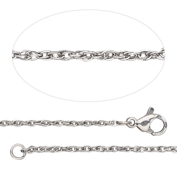 Chain 1pkg1 rope, 1.6mm triple / lobster claw clasp, stainless steel 18 & 20 inch image number 0