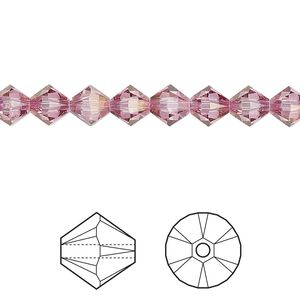 Bead 24pk dark rose, Crystal Passions&reg; 6mm bicone 5328
