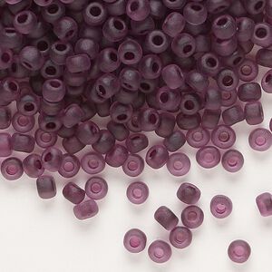 Seed bead, Dyna-Mites&trade;, glass 1pkg0.5kg, #6 round, translucent matte inside dyed color dark mauve (224MA 6/0 RR)