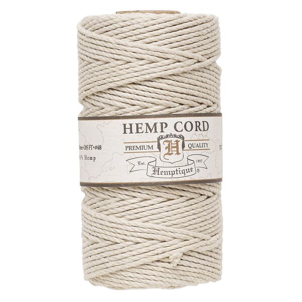 Cord, Hemptique&reg;, polished hemp, natural, 1.8mm diameter, 48-pound test. Sold per 205-foot spool. image number 0