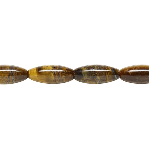 Tigereye 1pkg1, oval bead natural 15.5-16 inch 13x5mm-14x6mm image number 0