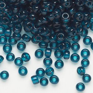 Seed bead, Miyuki, glass, pkg/25g, #6 rocaille, transparent dark teal (RR-2406).